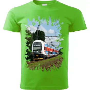 Pánské tričko tričko s lokomotivou 971 025-2 Elefant zelené XL (tričko s vlakem)