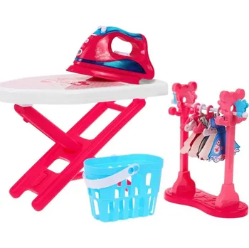 Dětský spotřebič Interaktivní sada na žehlení pro děti 3+ Žehlička s parou + Rozkládací prkno + Příslušenství 16 ks.