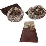 Marysa pelíšek 3v1 pro psy, šedý/červená kolečka, velikost XL