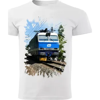 Pánské tričko tričko s lokomotivou 151 006-4 bílé 4XL (tričko s vlakem)