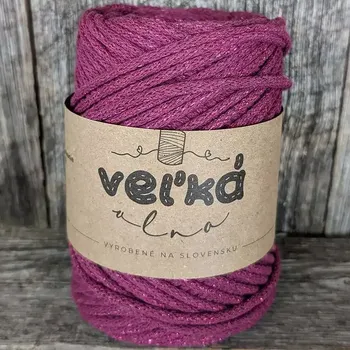 Příze Velká vlna Špagát 3mm Fuchsie s lurexem (Špagátová příze 3mm Trblietavá fuchsia)