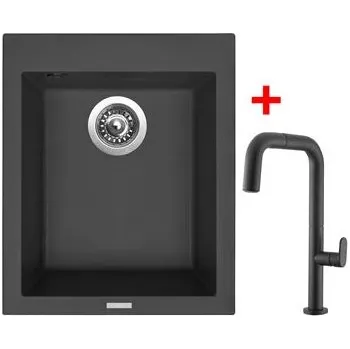 Granitový dřez Sinks CUBE 410 Nanoblack+EVA P Nanoblack