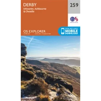 Encyklopedie Derby, Uttoxeter, Ashbourne and Cheadle - Ordnance Survey [EN] (2015, Skládaná mapa, Ordnance Survey)