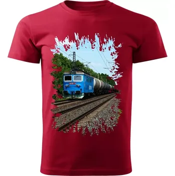 Pánské tričko tričko s lokomotivou 122 021-9 červené 4XL (tričko s vlakem)