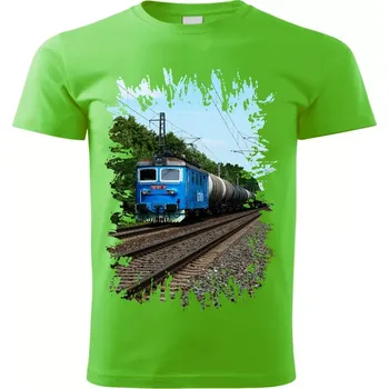 Pánské tričko tričko s lokomotivou 122 021-9 zelené 4XL (tričko s vlakem)