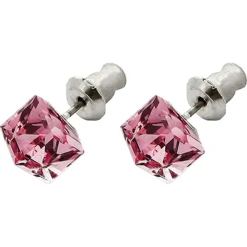 Náušnice Náušnice Kostička 6mm light rose Swarovski elements