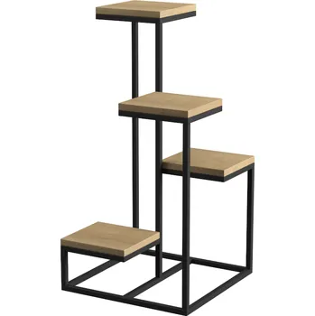 Stojan na květiny Stojan na květiny 4místný 40 x 40 x 77 cm černý/hnědý 4místný