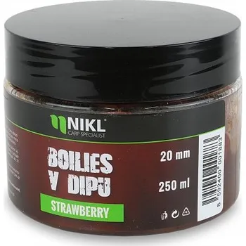 Boilies Nikl - Boilies v dipu Strawberry - 20mm, 250g