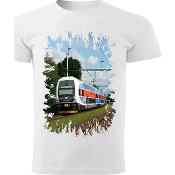 tričko s lokomotivou 971 025-2 Elefant bílé 3XL (tričko s vlakem)