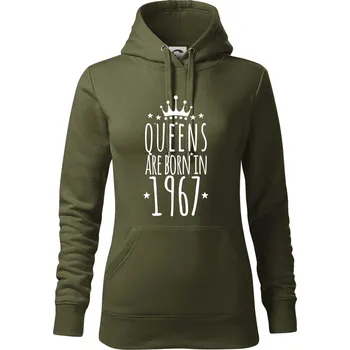 Dámská mikina Queens are born in 1967 - Mikina dámská Cape s kapucí - 2XL ( Military )