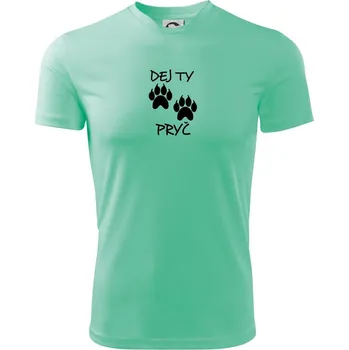 Chlapecké tričko Dej ty tlapy pryč - Dětské triko sportovní (dresovina) - 122 cm/6 let ( Mátová )