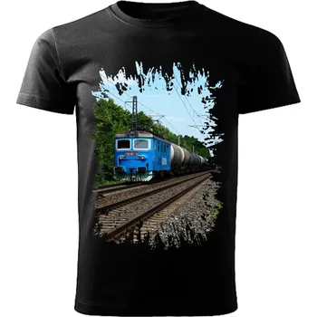 Pánské tričko tričko s lokomotivou 122 021-9 černé 4XL (tričko s vlakem)