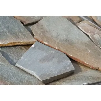 Přírodní kámen Přírodní štípaná břidlice OLIVE tl.10-30 mm, rozměr 15-50 cm (Nepravidelné tvary - přírodní polygonální)