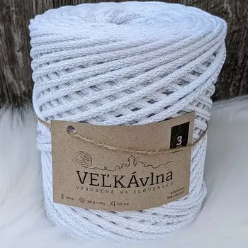 Příze Velká vlna Špagát 3mm Sněhová vločka s lurexem (Špagátová příze 3mm Sněhová vločka se stříbrem)