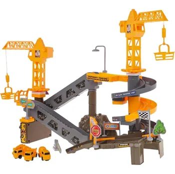 autodráha Stavební dráha + jeřáb + 44 ks příslušenství
