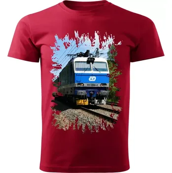 Pánské tričko tričko s lokomotivou 151 006-4 červené XS (tričko s vlakem)