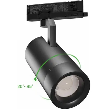 Lištový třífázový reflektor Pava 2 19-42W 940 20°-45° 230V černý