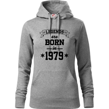 Dámská mikina Legends are born in 1979 - Mikina dámská Cape s kapucí - L ( Tmavě šedý melír )