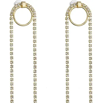 Náušnice Náušnice kruh s kamínky dlouhé solis bílý krystal pozlacené