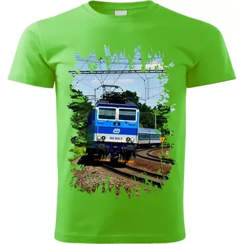 Pánské tričko tričko s lokomotivou 362 024-2 zelené L (tričko s vlakem)