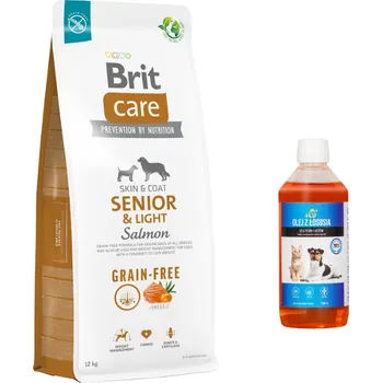 Volný čas BRIT CARE Dog Grain-free Senior & Light Salmon 12kg + LAB V 500ml 5% SLEVA!