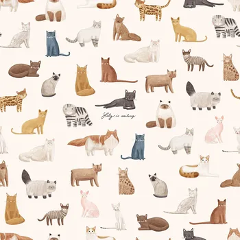 Zavinovačka Lily is sailing Péřová zavinovačka - Kočky bílá bavlna Velikost: 80 x 80 cm, Varianta: povlak zavazování páskem