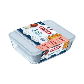 Dóza na potraviny SADA DÓZ PYREX 2KS 1,5L+ 2,6L, SKLO