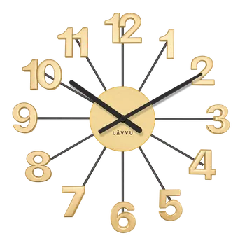 Hodiny LAVVU Designové černo-zlaté hodiny Nuance vyrobené v Čechách ⌀42cm LCT5006 (LAVVU Designové černo-zlaté hodiny Nuance vyrobené v Čechách ⌀42cm LCT5006)