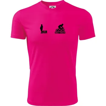 Chlapecké tričko Můj táta - tvůj táta - cyklista - Dětské triko sportovní (dresovina) - 122 cm/6 let ( Neon Pink )