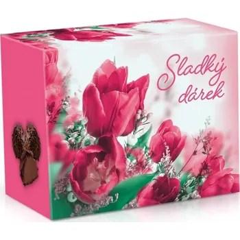 Bonboniéra Tulipány - mléčné čokoládové lanýže s vločkami z hořké čokolády s kakaovou náplní 250g