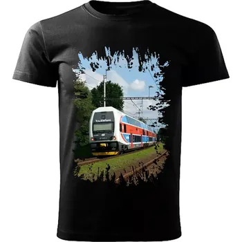 Pánské tričko tričko s lokomotivou 971 025-2 Elefant černé XL (tričko s vlakem)