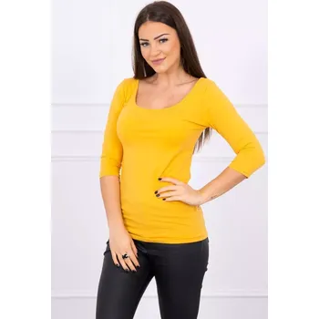 Dámská halenka Kesi Hořčicová halenka s kulatým výstřihem Kesi oranžová 3226190