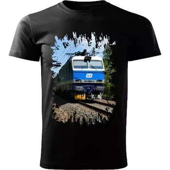 Pánské tričko tričko s lokomotivou 151 006-4 černé 4XL (tričko s vlakem)