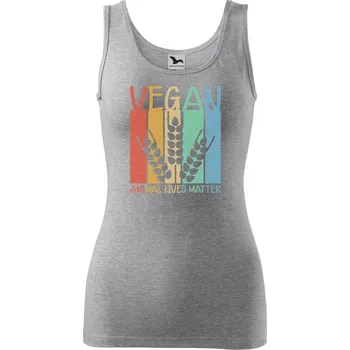 Dámské tričko DOBRÝ TRIKO Dámské tílko s potiskem Vegan Velikost: 2XL, Barva: Tmavě šedý melír