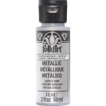 Speciální výtvarná barva FolkArt Metallic Acrylic paint - 59 ml různé barvy Metallic color: SILVER ANNIVERSARY