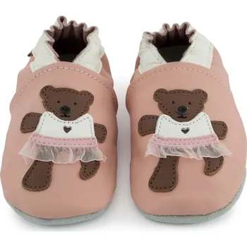 Capáčky CAROZOO Kožené capáčky s koženou podrážkou baletka 0-6 měsíců Růžová 18,5