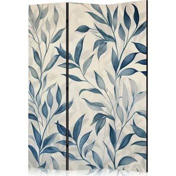 Paraván Paraván - Listy v modrých barvách - Delikátní botanický motiv Velikost: 135x172 cm, Provedení: Jednostranný