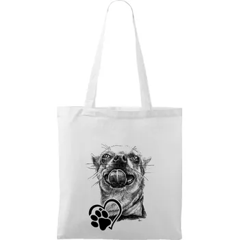 Plátěná taška - Čivava s jazykem Barva: Bílá