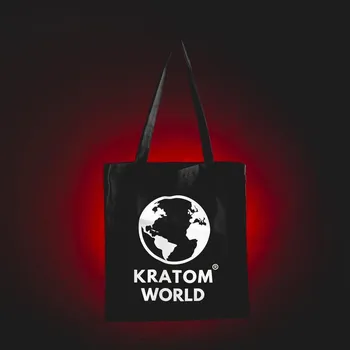 Přírodní produkt Kratom World Plátěná taška Černá Šířka 38 cm Výška 42 cm