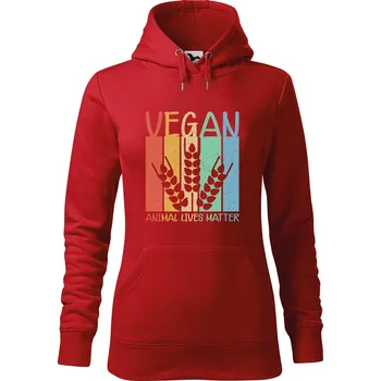 Dámská mikina DOBRÝ TRIKO Dámská mikina s potiskem Vegan Velikost dámské mikiny: 2XL, Barva: Červená