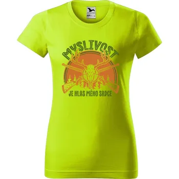 Dámské oblečení DOBRÝ TRIKO Dámské tričko s potiskem Myslivost hlas srdce Barva: Limetková, Velikost: S
