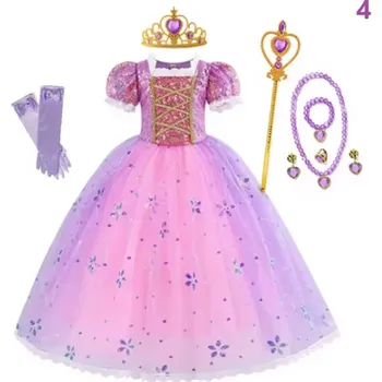 Karnevalový kostým Disney Kostým - pohádkové šaty s flitry Rapunzel (Locika) Varianta: 4, Velikost: 110