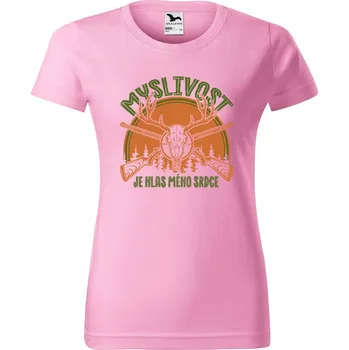 DOBRÝ TRIKO Dámské tričko s potiskem Myslivost hlas srdce Barva: Růžová, Velikost: XL