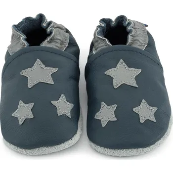 Capáčky CAROZOO Kožené capáčky s koženou podrážkou tři hvězdičky 5-6 let Modrá 29,5