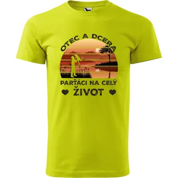 Pánské oblečení DOBRÝ TRIKO Pánské tričko s potiskem Otec a dcera Velikost: 2XL, Barva: Limetková