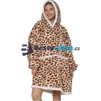 Dámská mikina Deka s kapucí a rukávy s leopardím vzorem