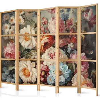 Paraván Japonský paraván - Vůně přírody - Krásné zahradní květiny v pastelových barvách Velikost: 225x172 cm