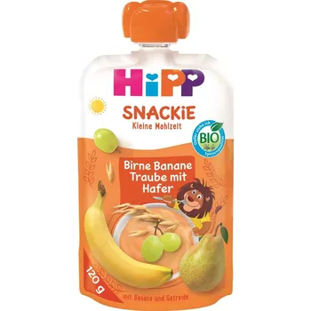 HiPP BIO Kapsička Snackie hruška, banán, bílé hrozny a oves
