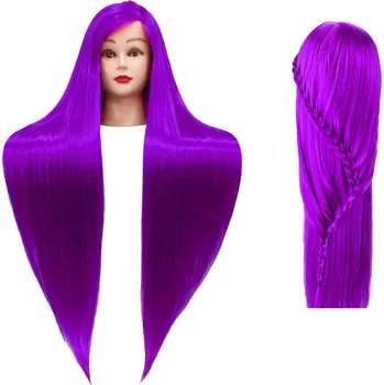 Cvičná Hlava Iza 60cm Fialové Termální Vlasy S Držákem Salon Kadeřnice ILSA-PURPLE-60CM(IZA)