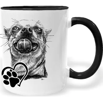 Hrnek - Čivava s jazykem Barva: Černá